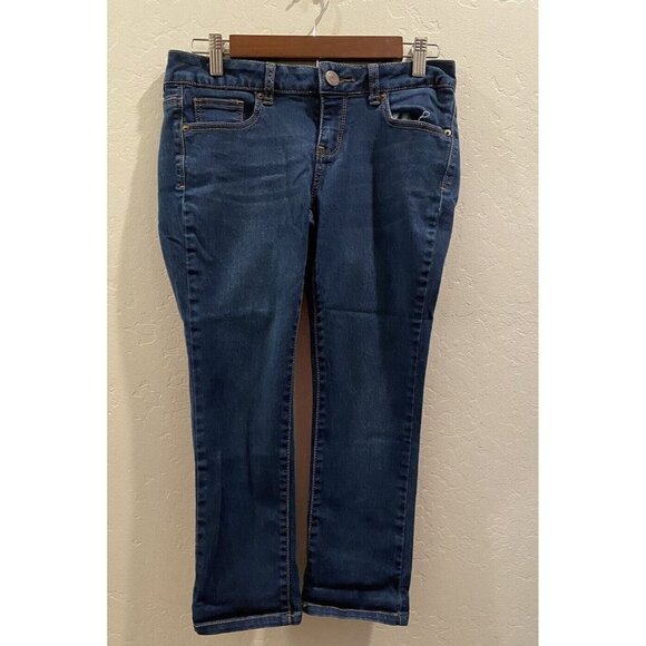 So Skinny Jeans Junior Size 7 Dark Wash Stretch 22” Inseam Rise 7.5” Short Jeans - Picture 1 of 5
